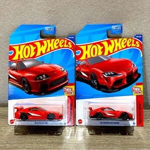 HOT WHEELS Red Toyota Supra & Red GR Toyota Supra Diecast Lot Of 2ea